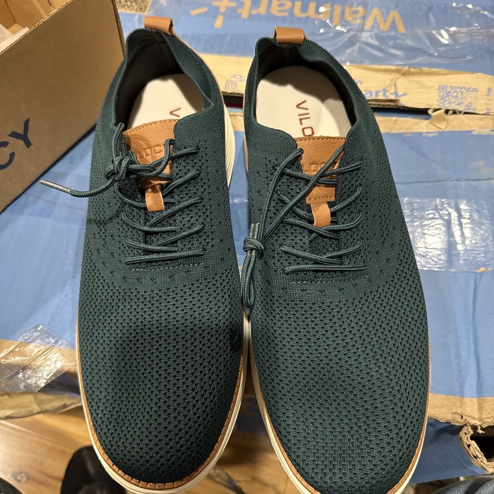 VILOCY Men's Casual Dress Sneakers, Oxfords Mesh, Breathable, Sz 13 Hunter green
