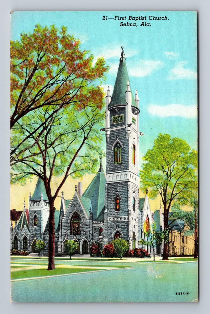 Selma AL-Alabama First Baptist Church Vintage Postcard Post