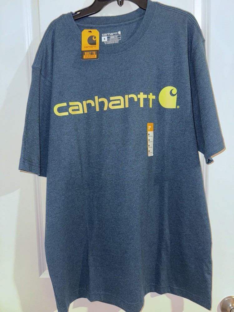 Carhartt Men's Medium Loose Fit Logo T-Shirt Blue Crew Neck Short Sleeve NWT