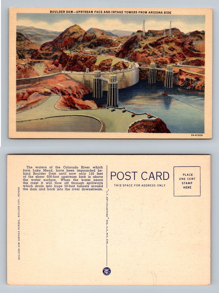 Boulder City, NV-Nevada, Boulder Dam Intake Towers Vintage Postcard