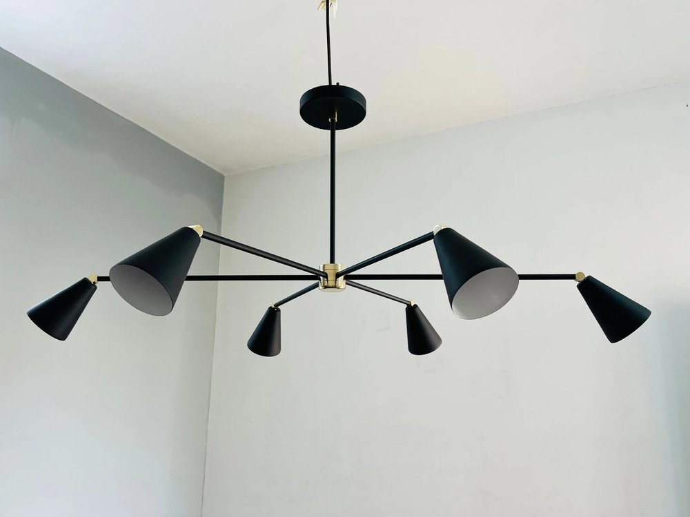 6 Arms 6 Light Mid Century Modern Chandelier | Starburst Hanging Light