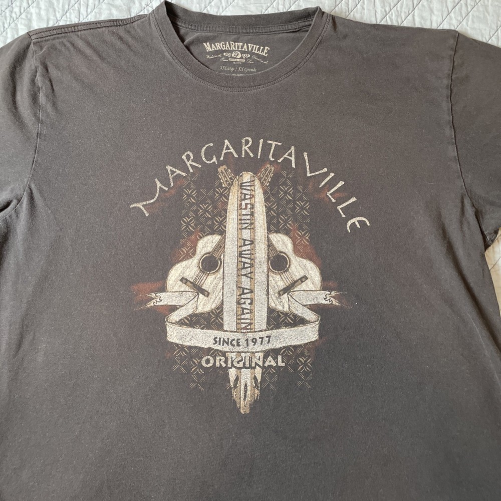 Margaritaville Shirt Mens XXL Wastin Away Again Graphic Black Guitars