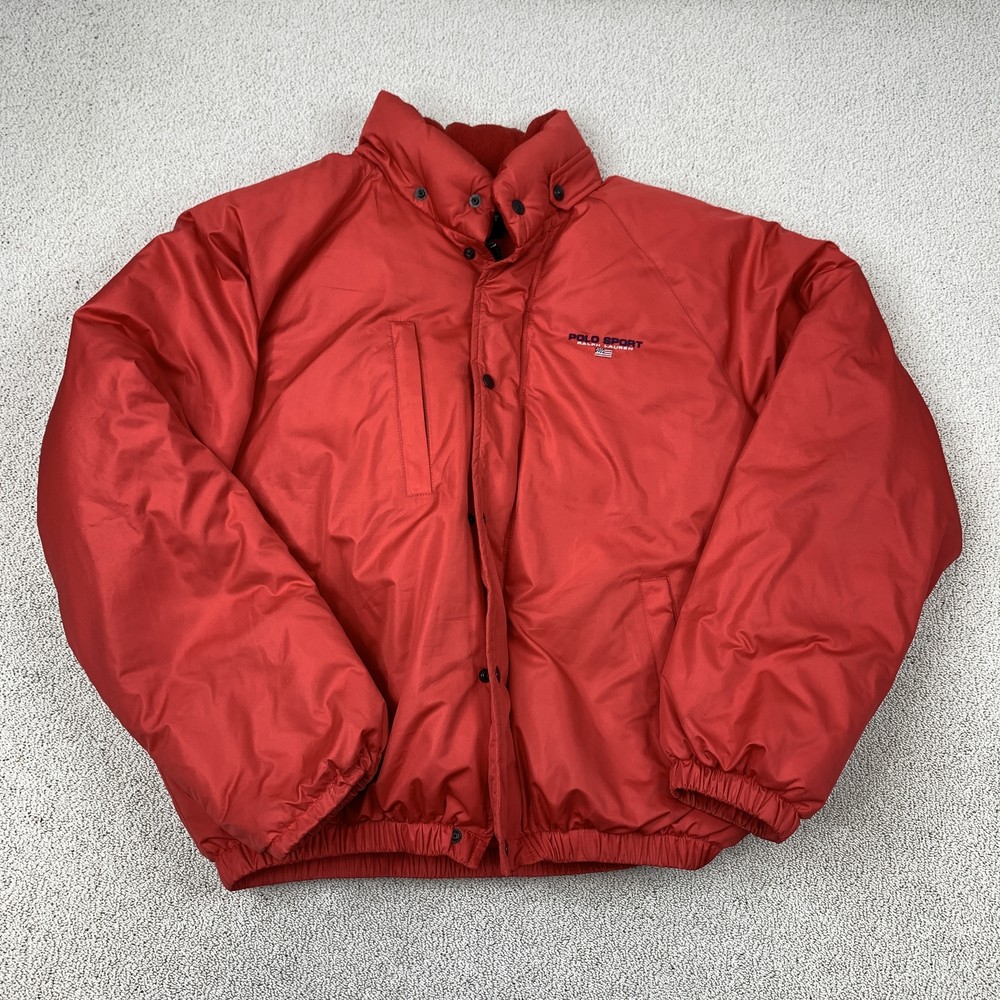 Vintage Polo Sport Down Jacket Men's Large Red Ralph Lauren Insulated