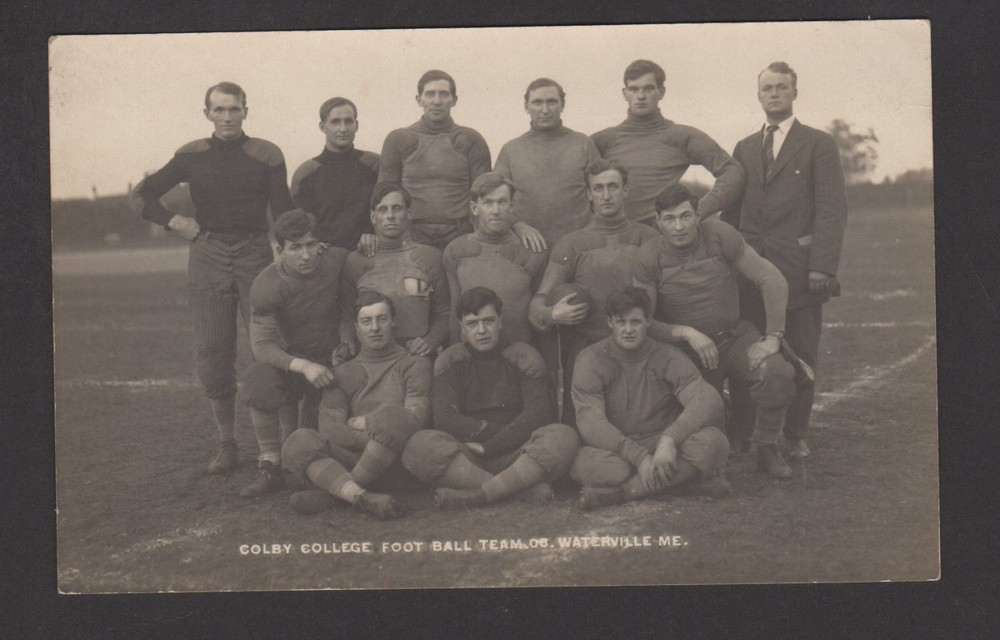 1906 RPPC Colby College Football Team Waterville Maine Real Photo Postcard