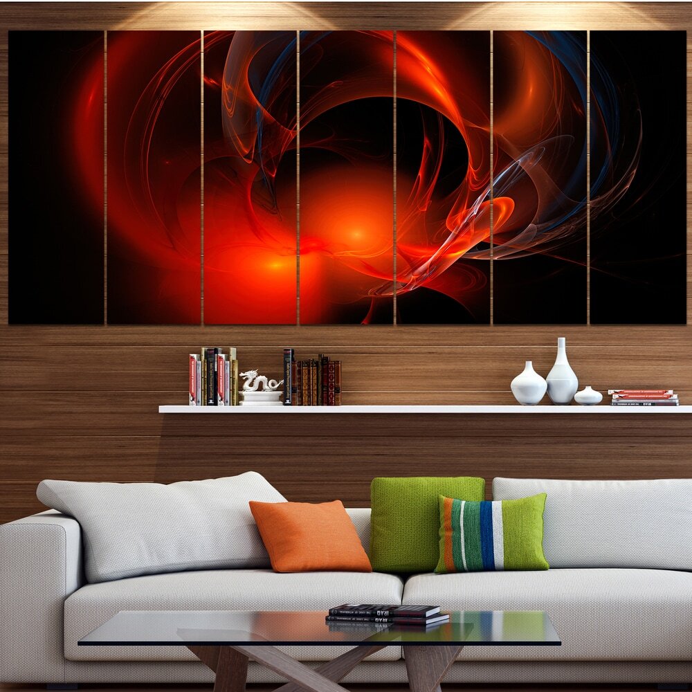 Designart Red Galactic Nebula on Black Abstract Wall Art - Extra Large Canvas Print - Stunning Space-Themed Decor for Modern Interiors