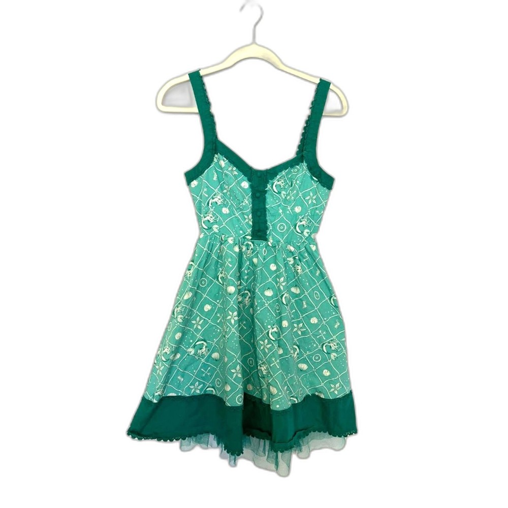 Disney Little Mermaid Women's Dress Retro Pinup Dapper Day 50s Teal Femme size S