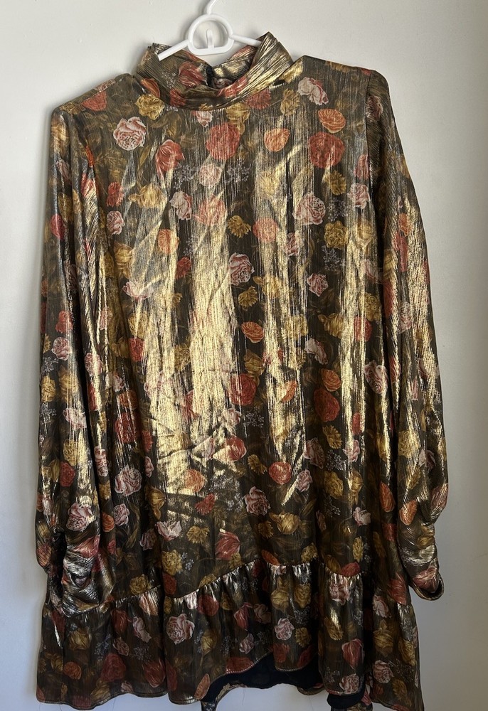 Zara Floral Metallic Dress  / Tunic – Size M