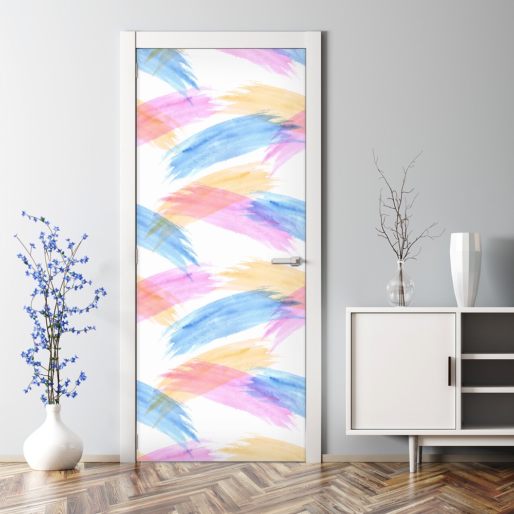 Colorful Watercolor Abstract Bubble Door Sticker Decal Free Brush Design