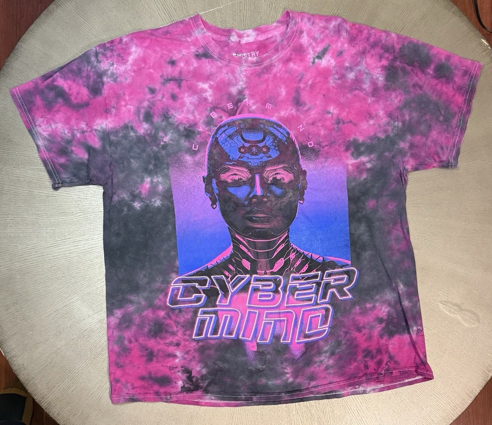 Chemistry Cyber Mind Tie Dye Shirt Mens XL Pink Black Cyberpunk Graphic Tee