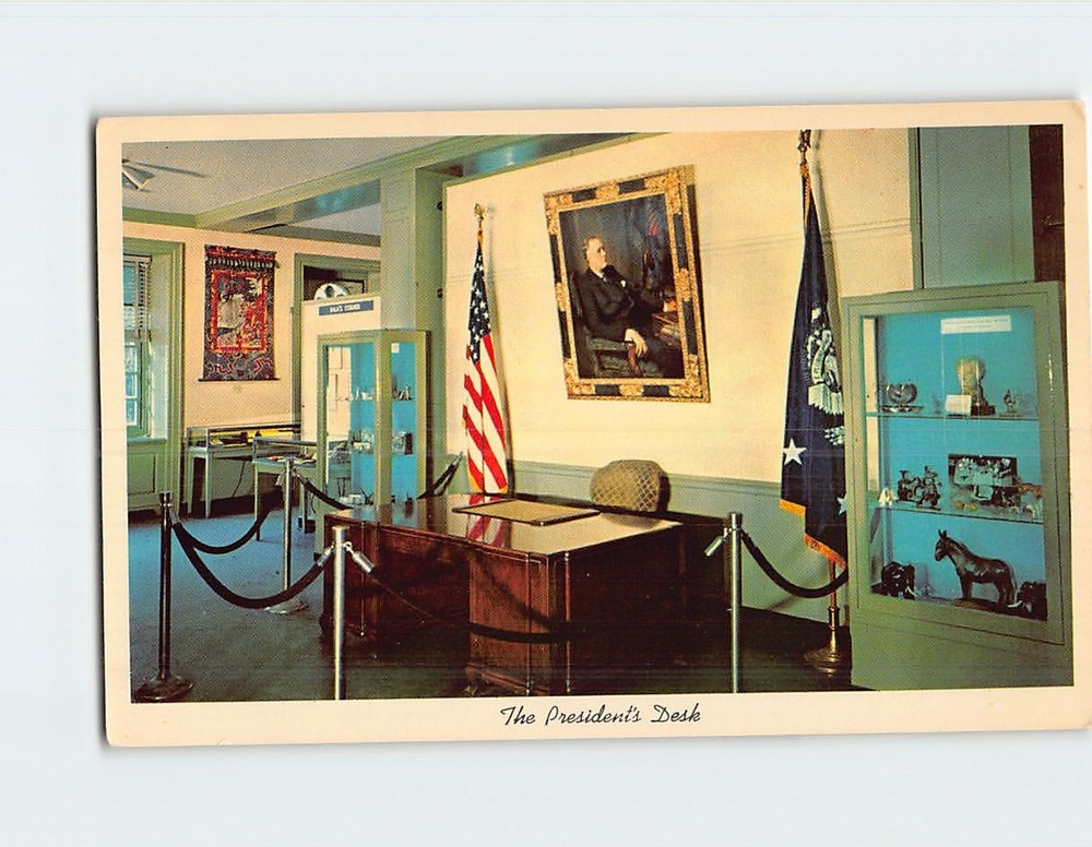 Postcard The President's Desk Franklin D Roosevelt Library & Museum Hyde Park NY