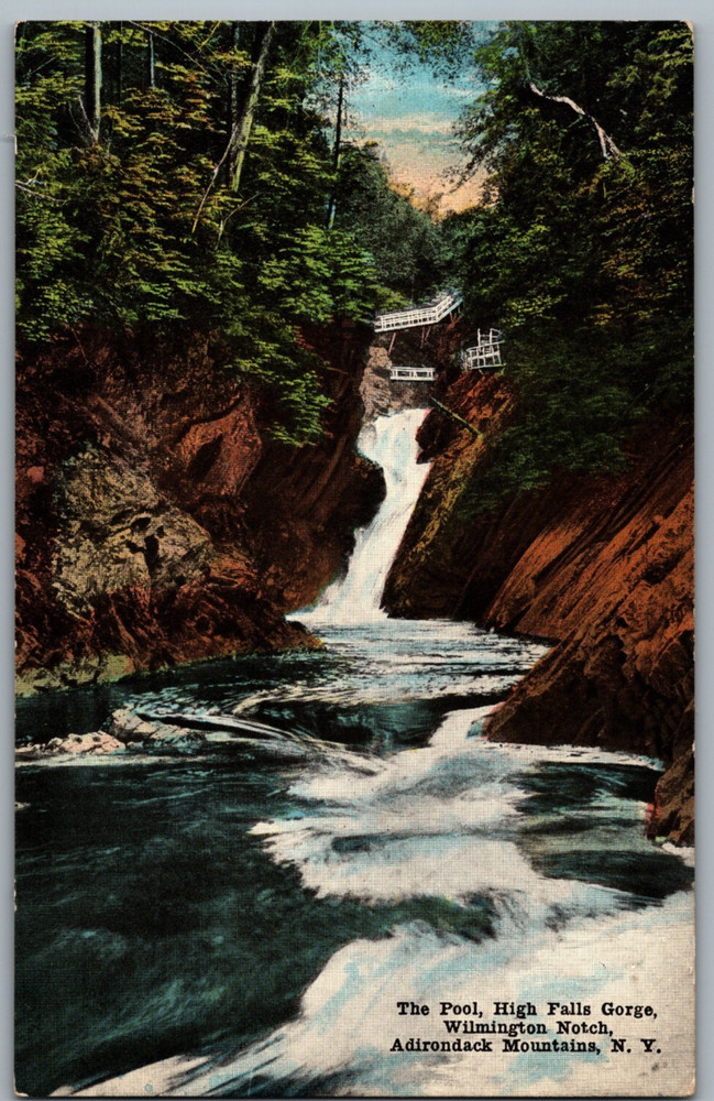 New York High Falls Gorge Wilmington Notch Adirondack Mountains Postcard