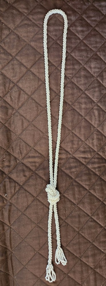 Vintage White Faux Sea Bead String That Can Be  Tied & Worn As Necklace Or Belt