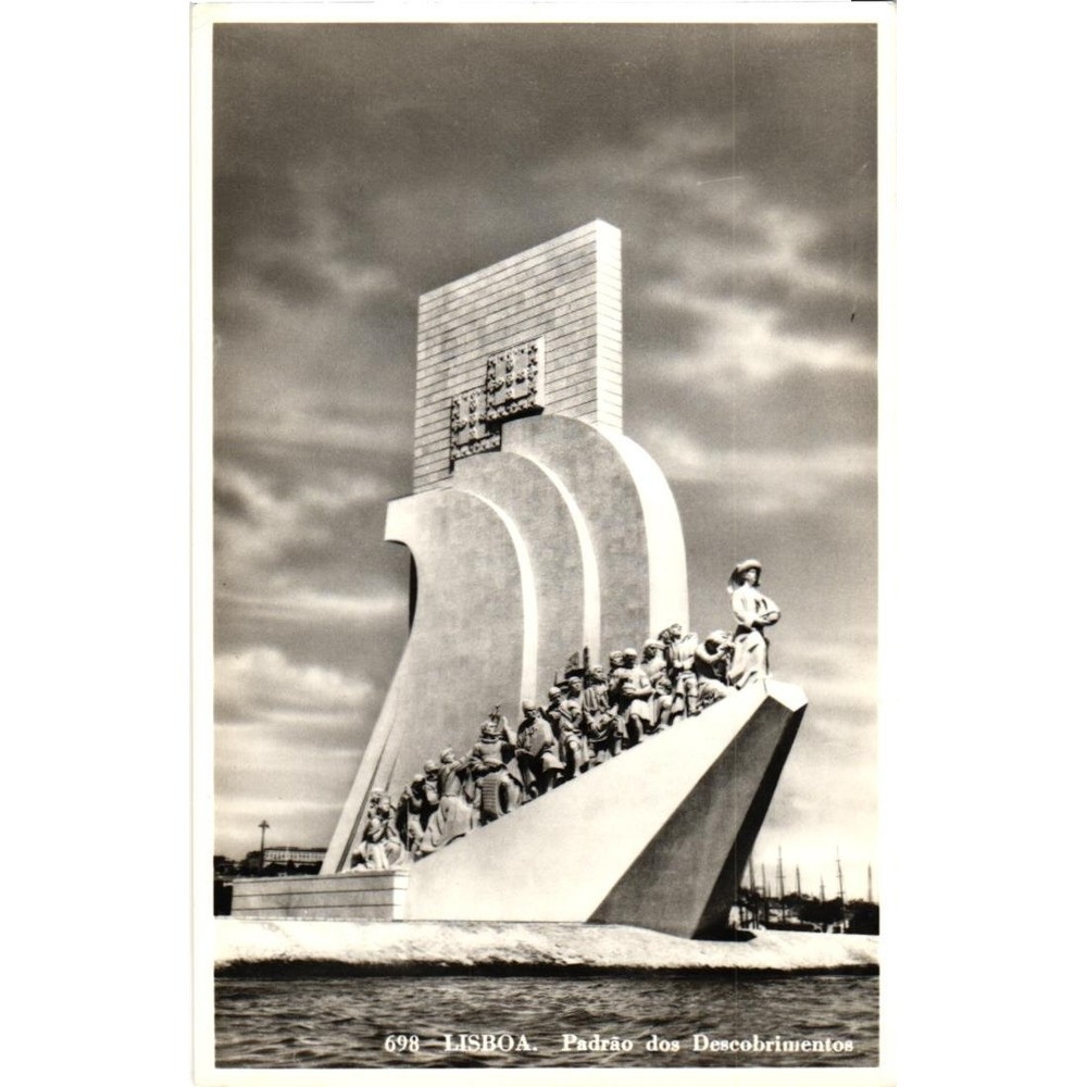 Vintage Lisbon Portugal Padrao dos Descobrimentos Monument Postcard RPPC B&W