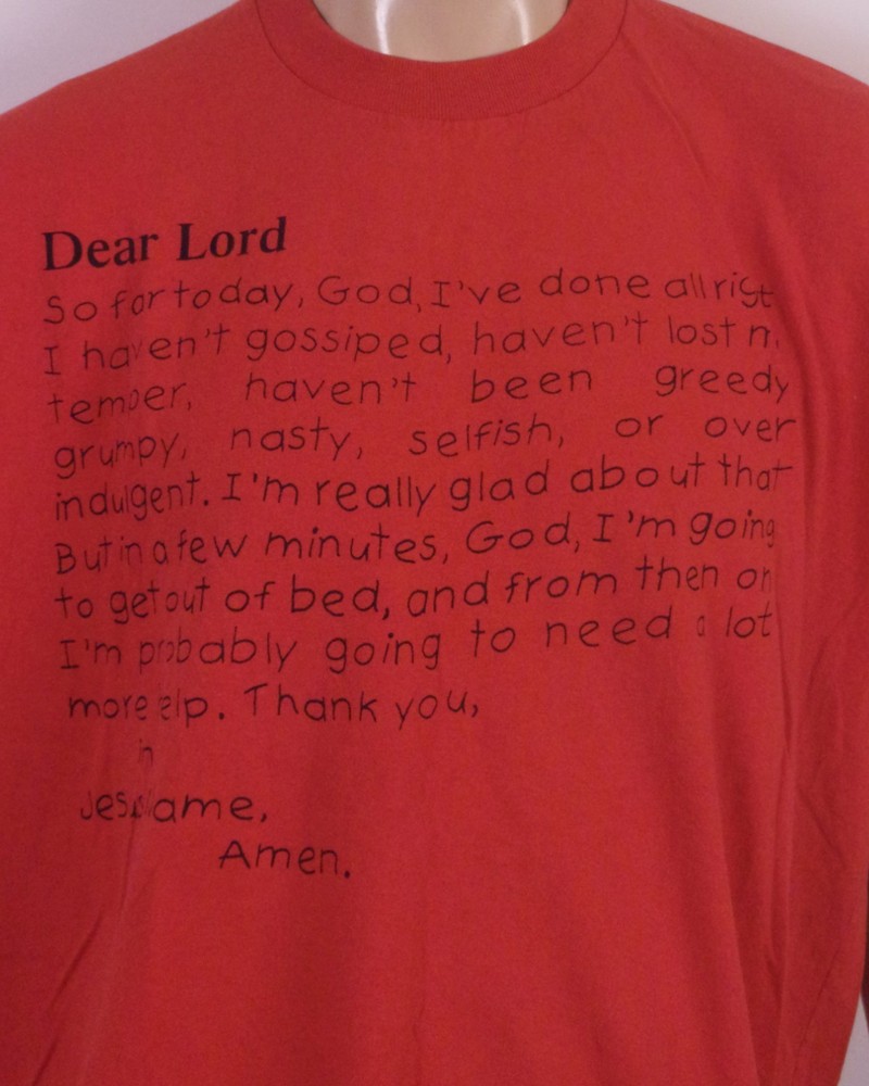 vintage 80s Dear Lord Funny Religious T-Shirt Jesus God Xian single stitch XL