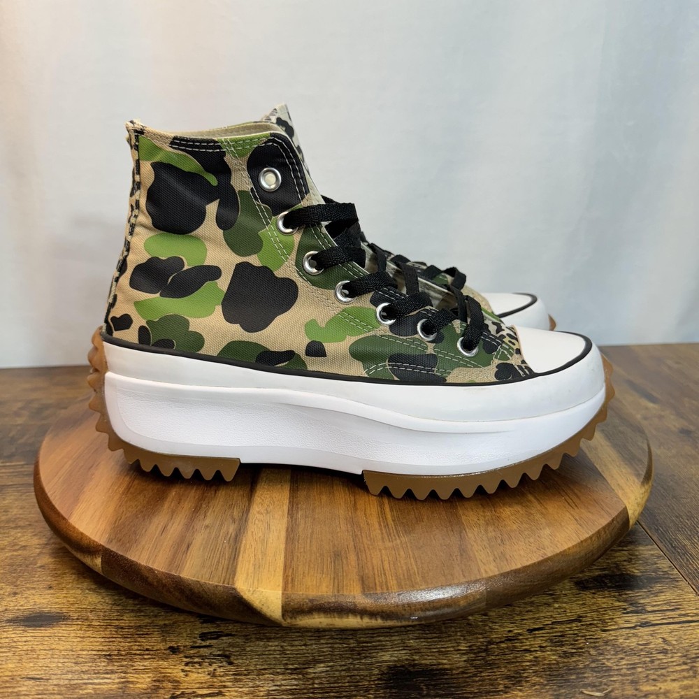 Converse Run Star Hike Shoes Womens Size 7 Camo Leopard High Top Platform