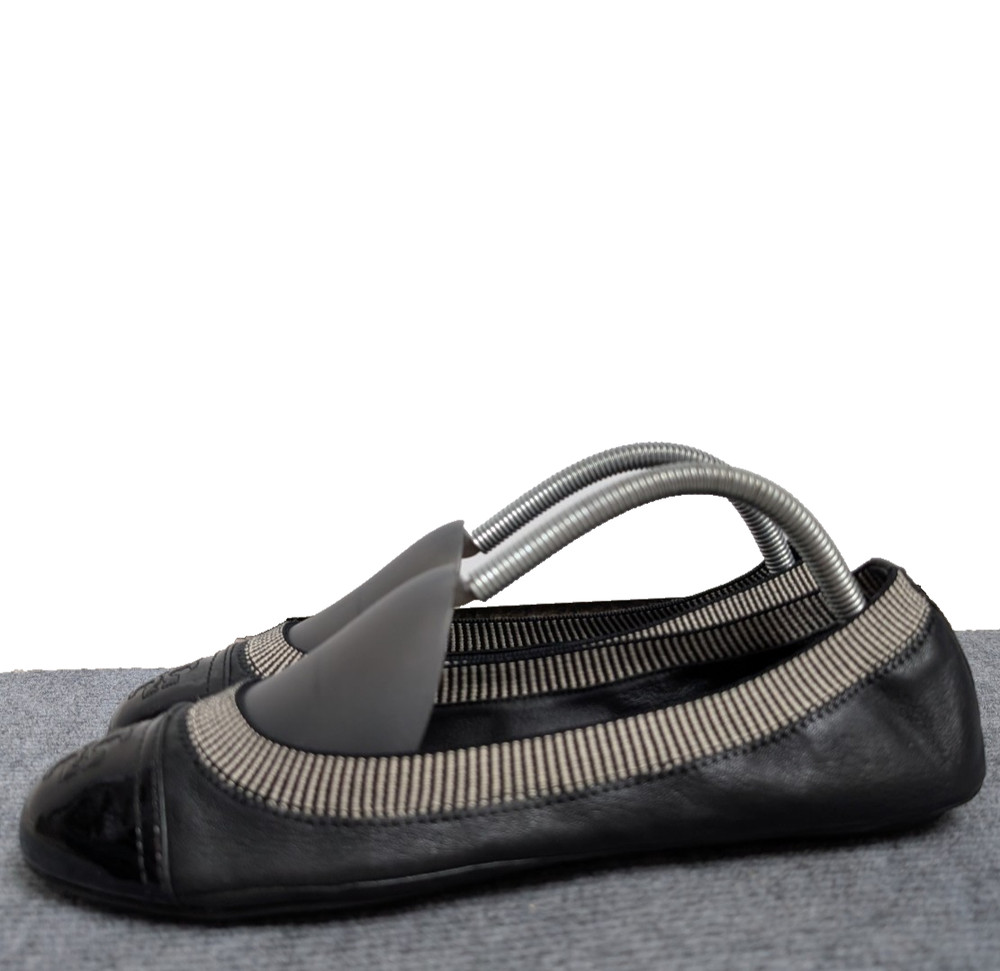 Tory Burch Gabby Scrunch Ballet Flat Women 10 Black Leather Minimal Quiet Luxe