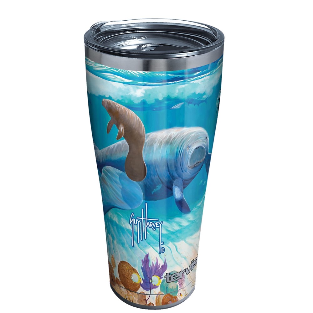 Guy Harvey Manatee Triple Walled Insulated Tumbler Travel Cup Keeps Drinks Co...