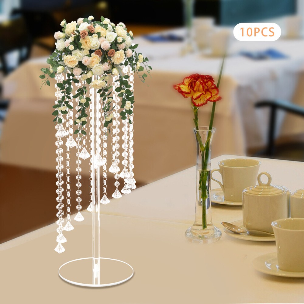 Clear Acrylic Vase for Centerpiece, 10Pcs Floor Vase Stand (23.6Inch Tall) NEW