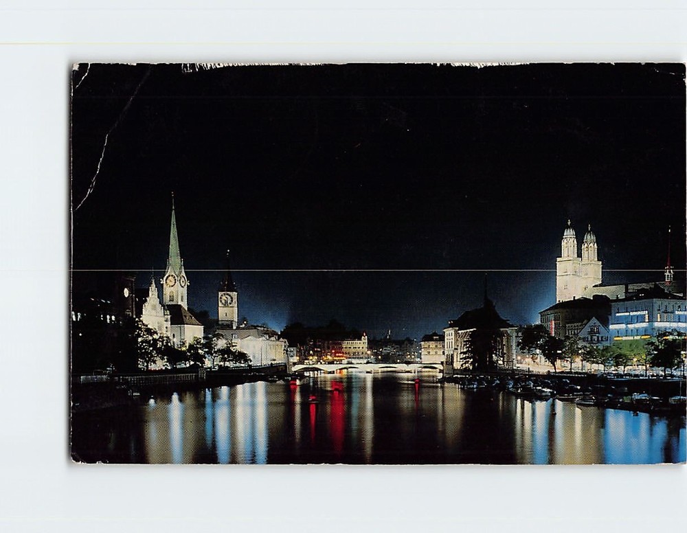 Postcard Grossmunster Church And Limmat River Zurich Switzerland