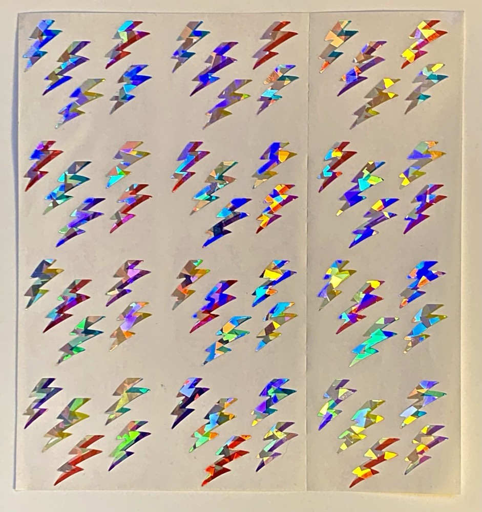 VTG Mrs. Grossman's Stickers RARE Sparkle Lightning Bolts Uncut Sheet 3 Strips