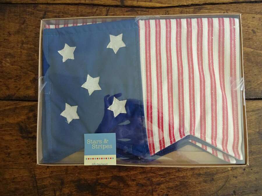 Patriotic American Flag Stars and Stripes Red Blue 6FT Fabric Garland Banner