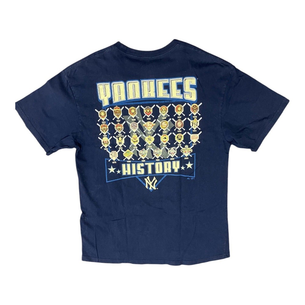 Majestic MLB New York Yankees History Tee Shirt Navy Blue Size XL D997