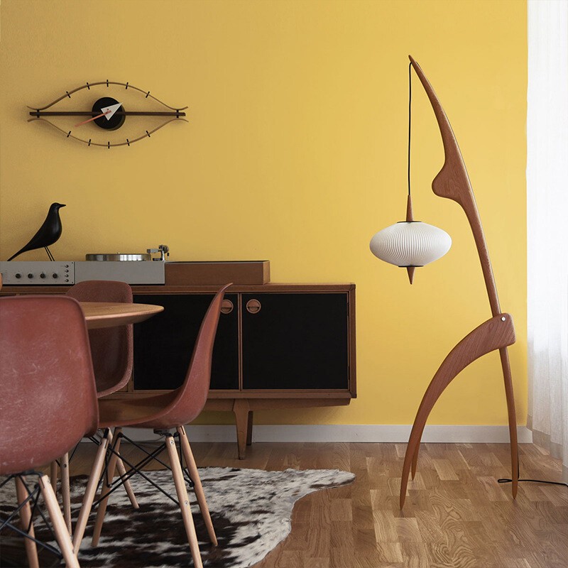 Modern minimalist bedroom floor lamp living room walnut furniture standing lamp