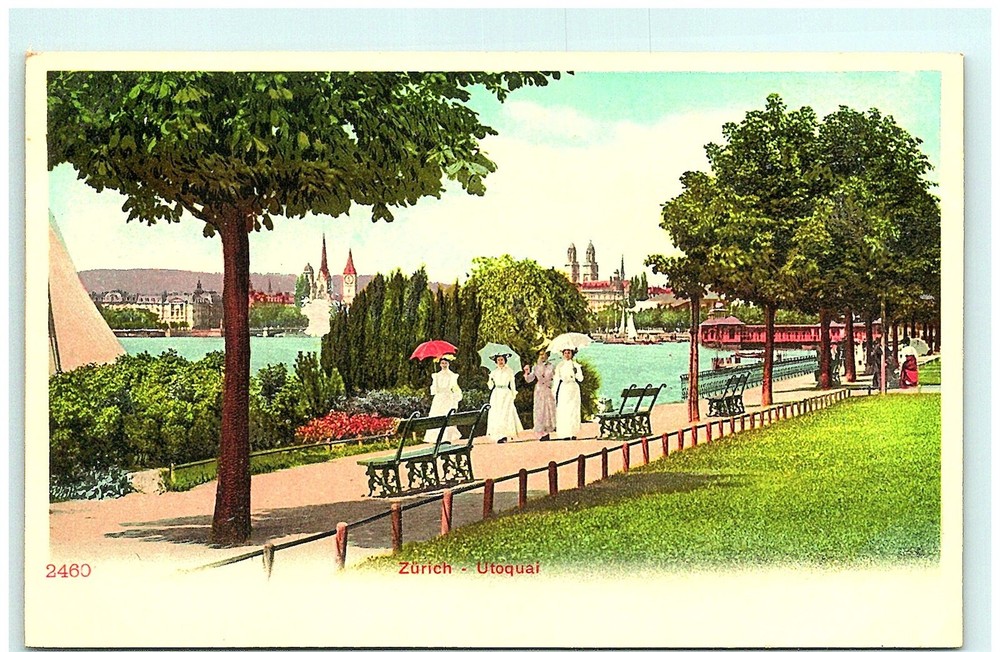 S04-1233, Zurich, Utoquai, Antique Postcard