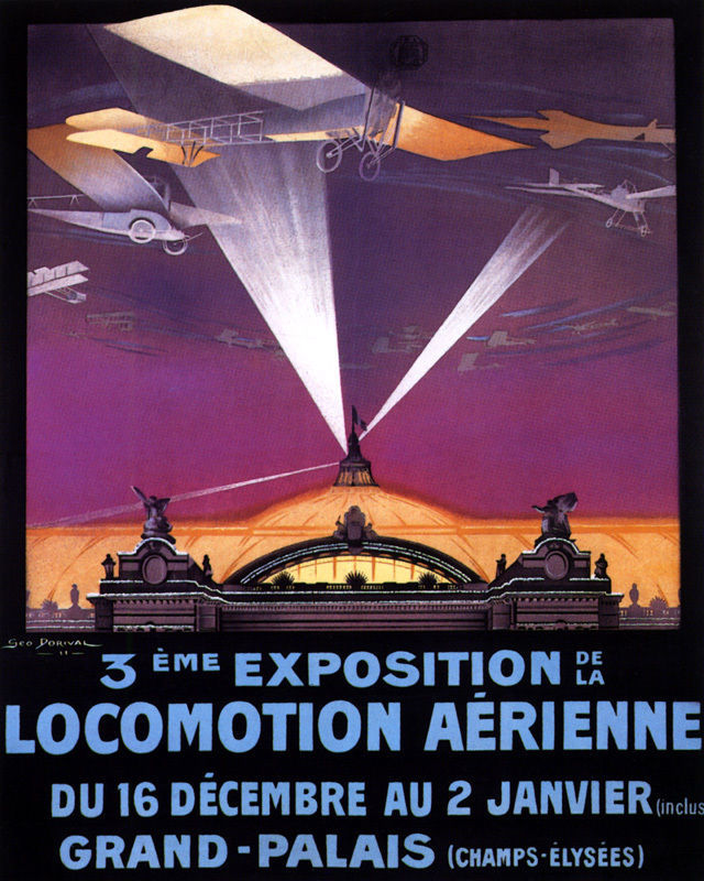 POSTER AIR LOCOMOTION AIRPLANE EXPOSITION GRAND PALAIS VINTAGE REPRO FREE S/H