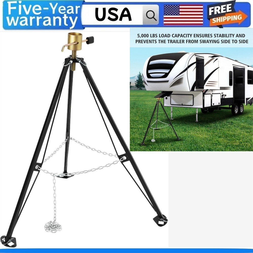 5000lb Load King Pin Stabilizer w/11cm Adjustment Stroke Wheel Tripod Stabilizer