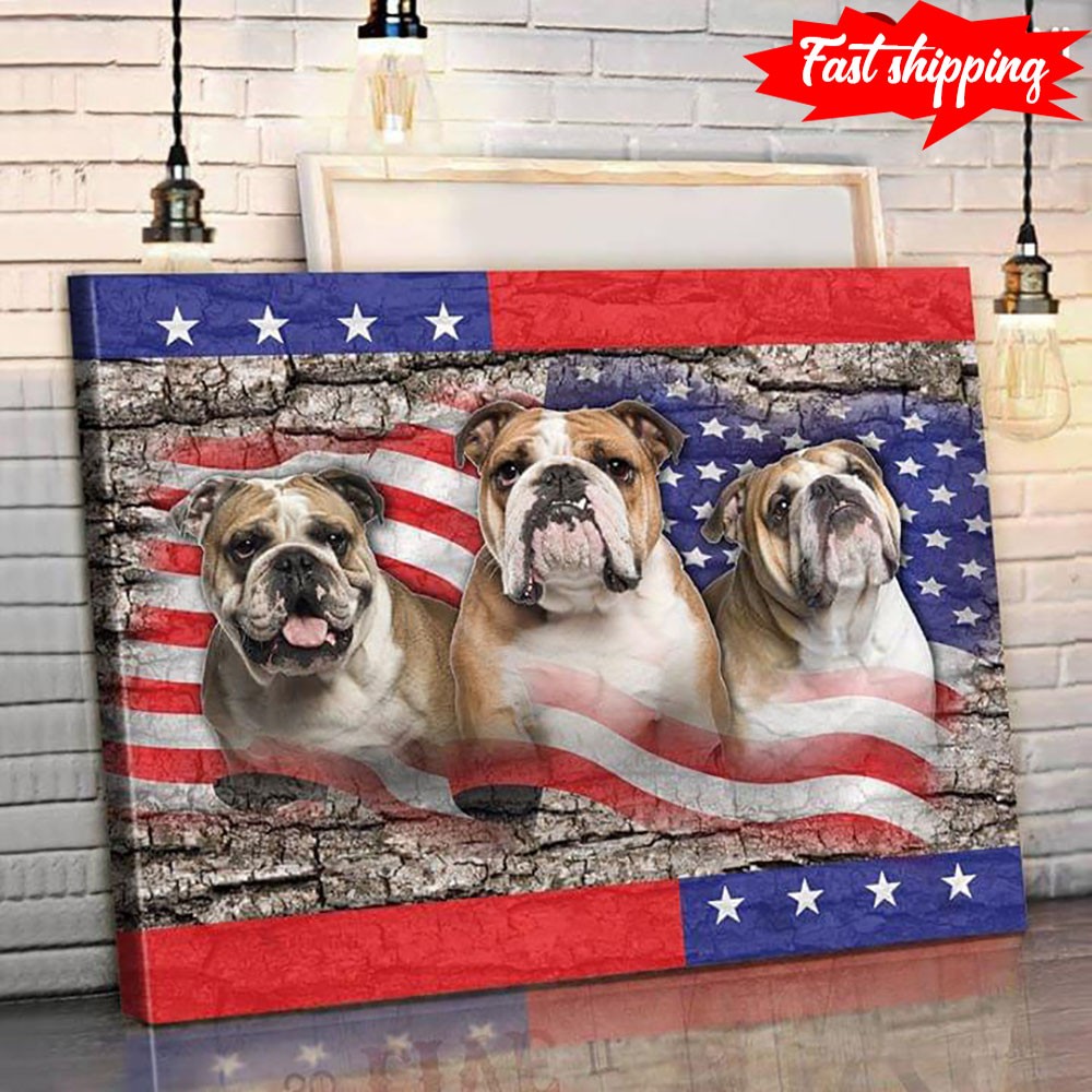 Patriotic American Flag with Adorable French Bulldogs
