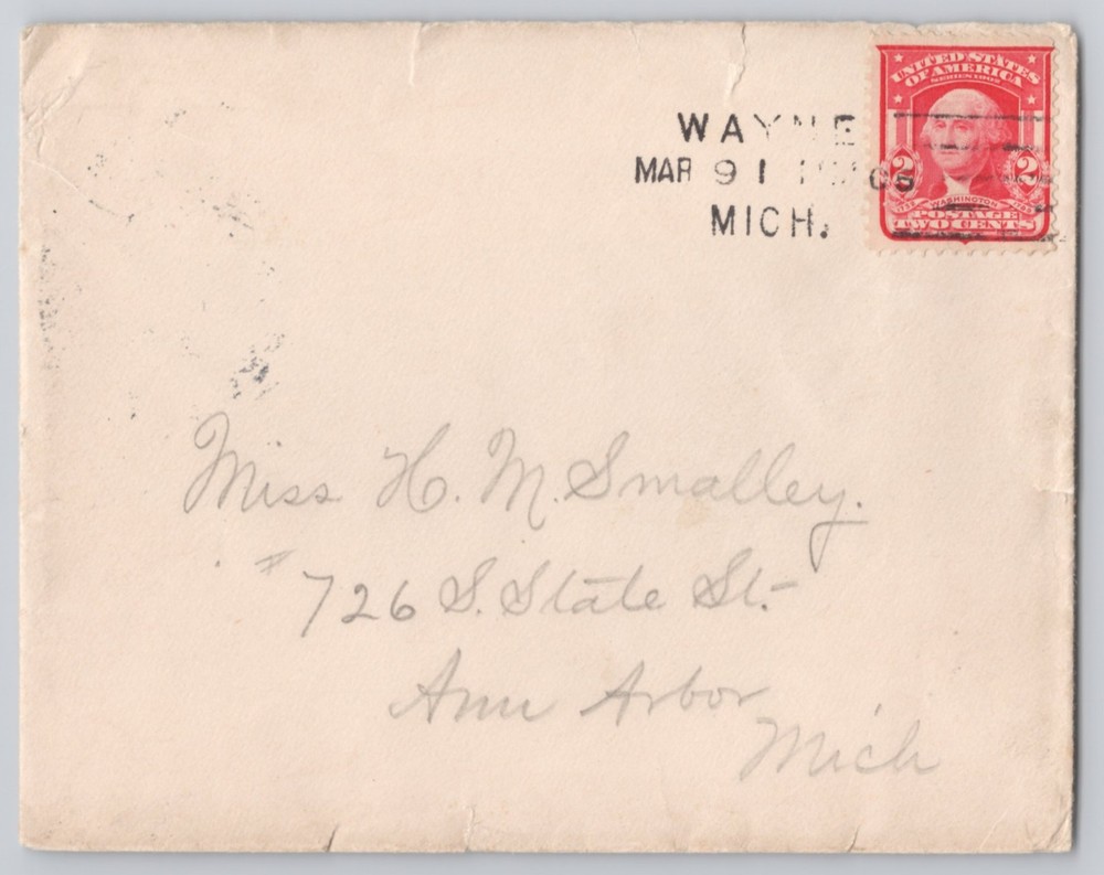 Ann Arbor, Michigan, 2c Washington, postmark, 1915 Ann Arbor