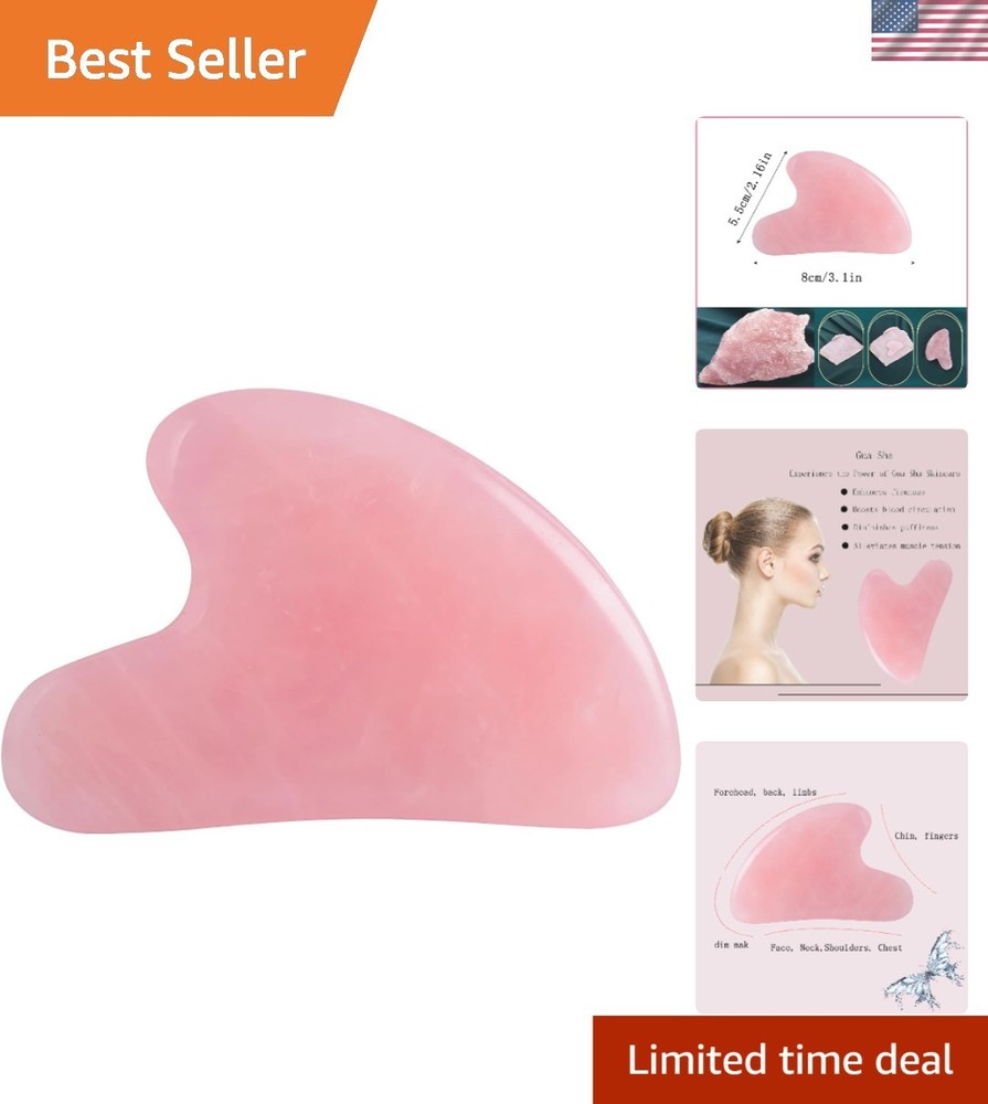 Natural Rose Quartz Gua Sha Massage Tool for Face & Body Care - Pink Elegance