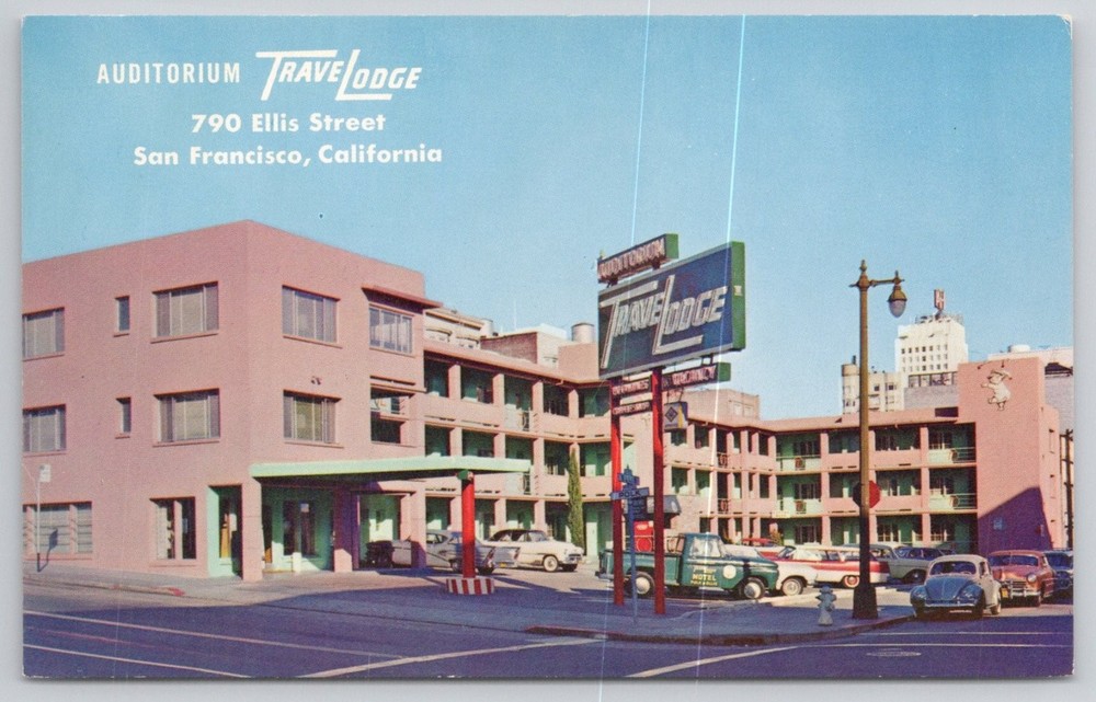 Vintage Auditorium Travelodge San Francisco CA Postcard 1950s-60s Cars