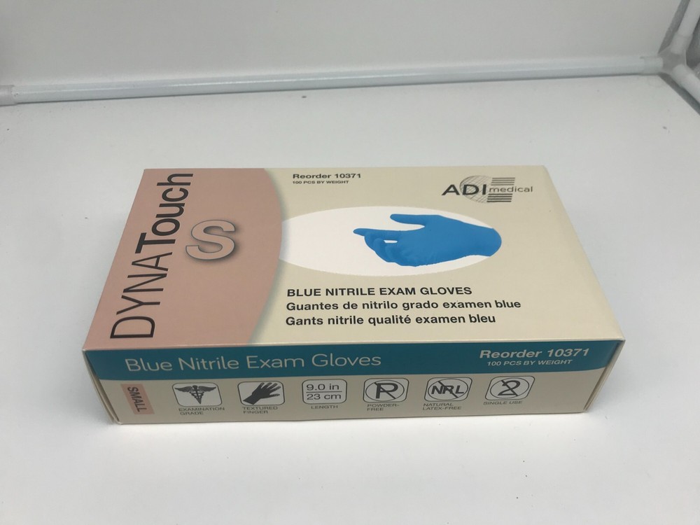 Dyna Touch 100 Nitrile Exam Gloves Small Size Box of 100 Latex-Free Medical Gloves