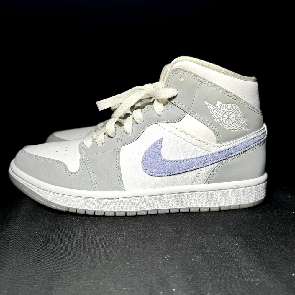 Size 7 - Wmns Nike Air Jordan 1 Mid Wolf Grey Aluminum Men's Shoes- BQ6472 105