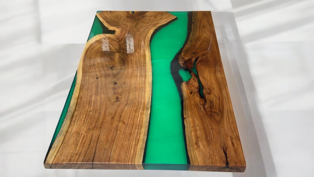 36x24 Inch Green Epoxy Resin Kitchen Table Modern Dining Slab for Living Room