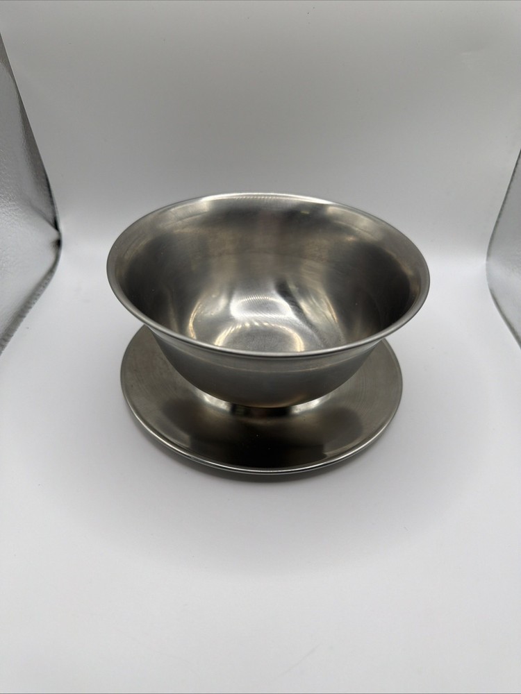 Vintage Selandia 18-8 Stainless Steel Bowl With Under Plate Made in Denmark W-F