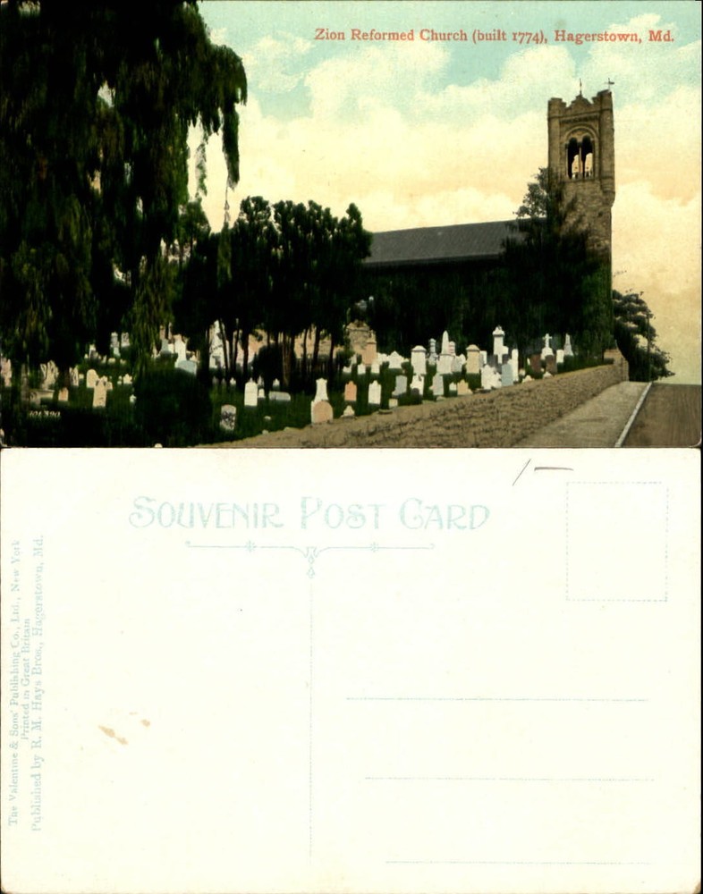 Zion Reformed Church Hagerstown Maryland MD cemetery bell tower c1910