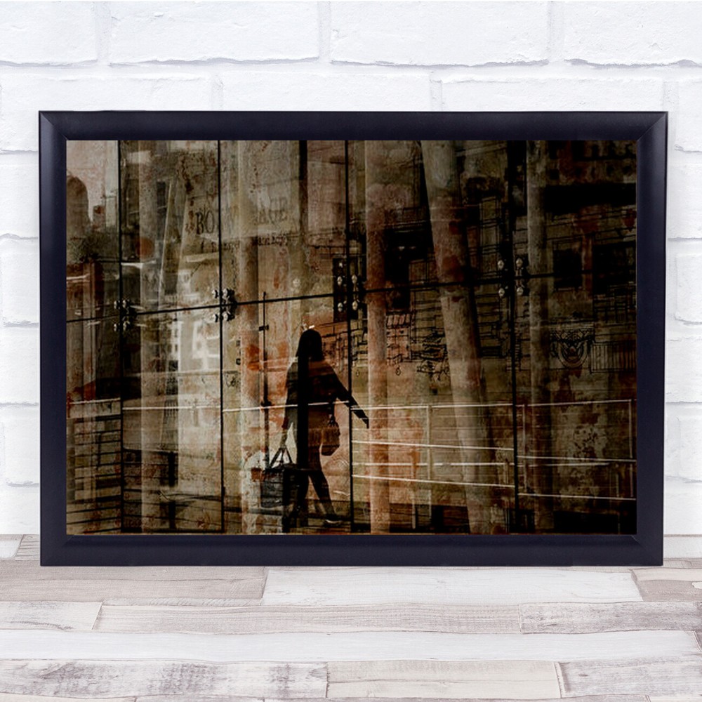 Bon Voyage Street Urban London Silhouette Walk Walking Wall Art Print