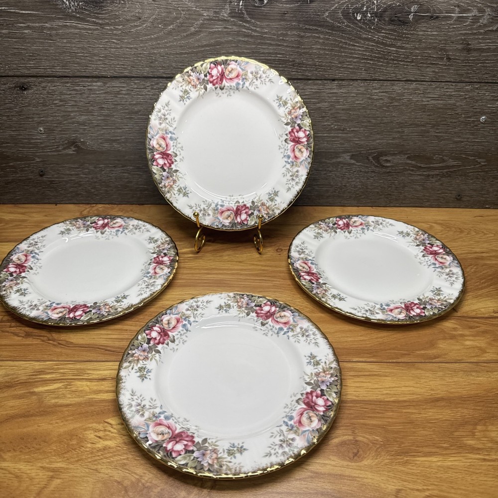 1981 Royal Albert Autumn Roses 8-1/4” Salad Plates England ~set Of 4