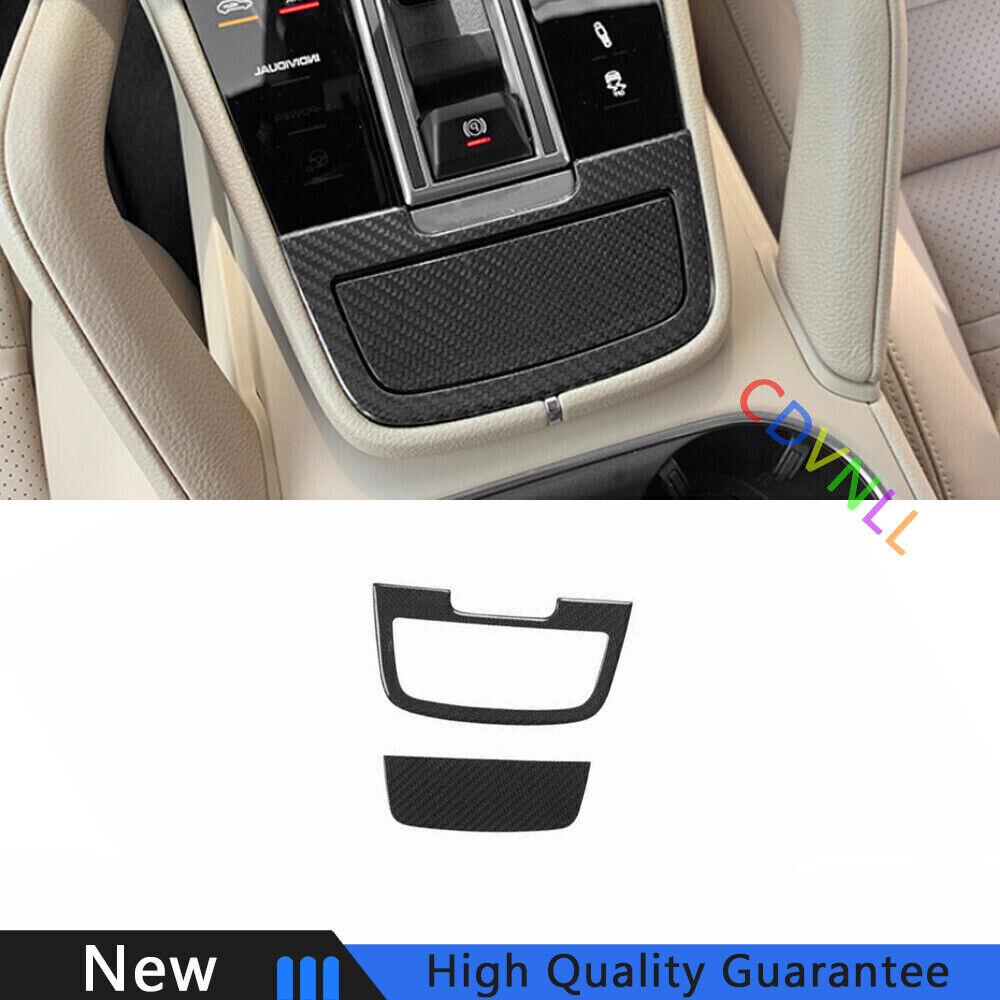 For Porsche Cayenne 18-22 Dry Carbon Fiber Middle Console Storage Box Cover Trim