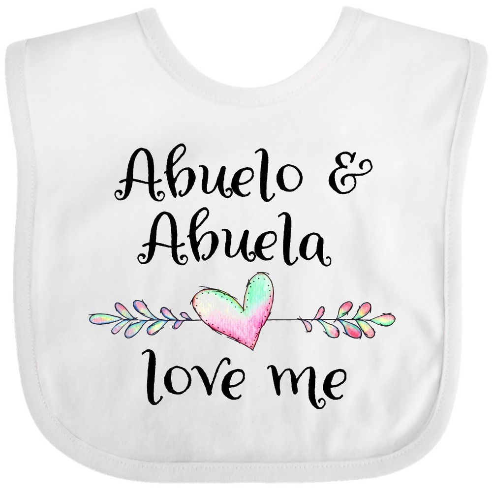 Inktastic Abuelo And Abuela Love Me- Heart Grandchild Baby Bib Grandma Grandpa-image