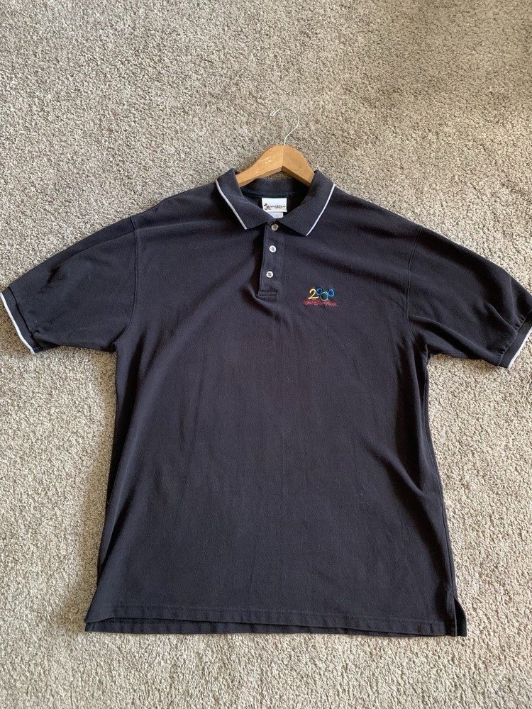 Vintage Walt Disney World 2000 Polo Men’s Black Embroidered Logo Mickey LARGE