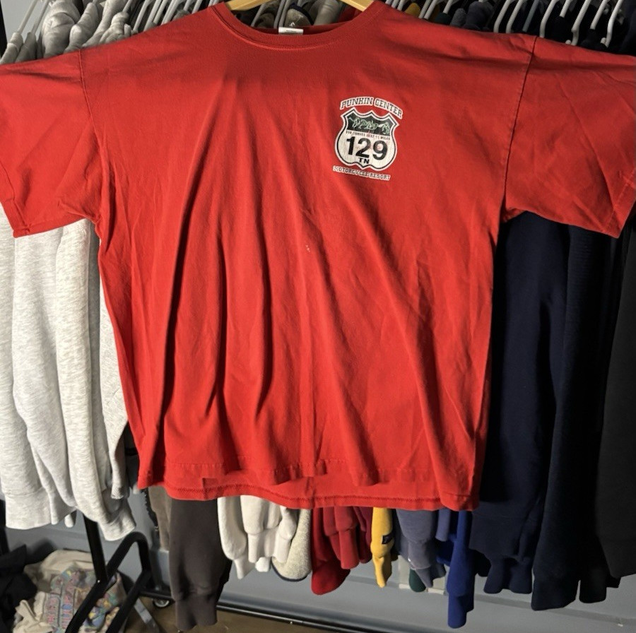 Vintage Y2K Tail of the Dragon Route 129 Motorcycle T Shirt Red Biker Tee XL￼