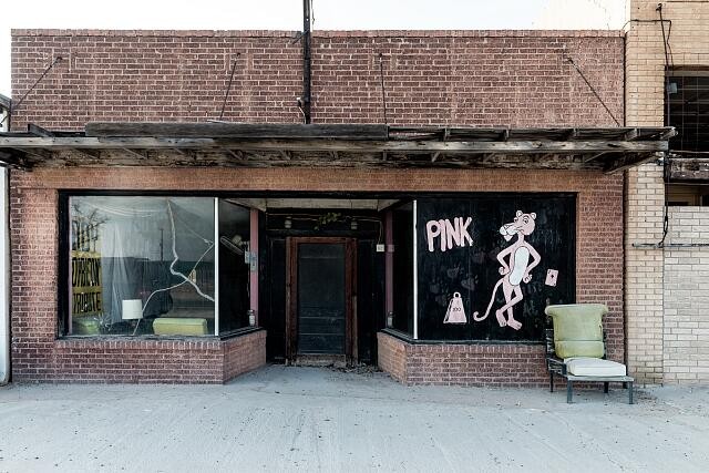 Photo:Pink Storefront Wink Texas 2014 Pink Panther Window Display