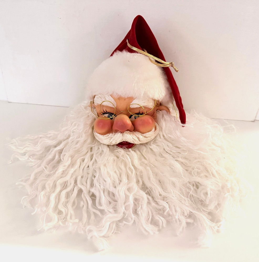 Vintage Santa Claus Ornament Hanging Christmas Decoration Hand Painted Face/Head