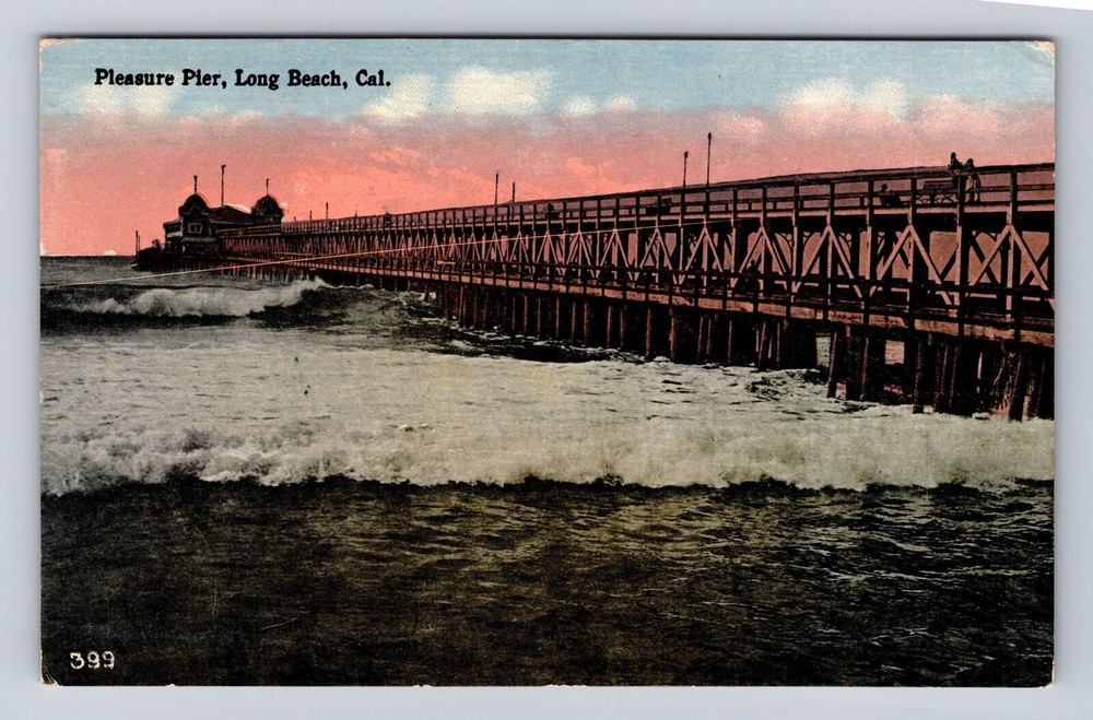 Long Beach CA-California, Pleasure Pier, Antique, Vintage Souvenir Postcard