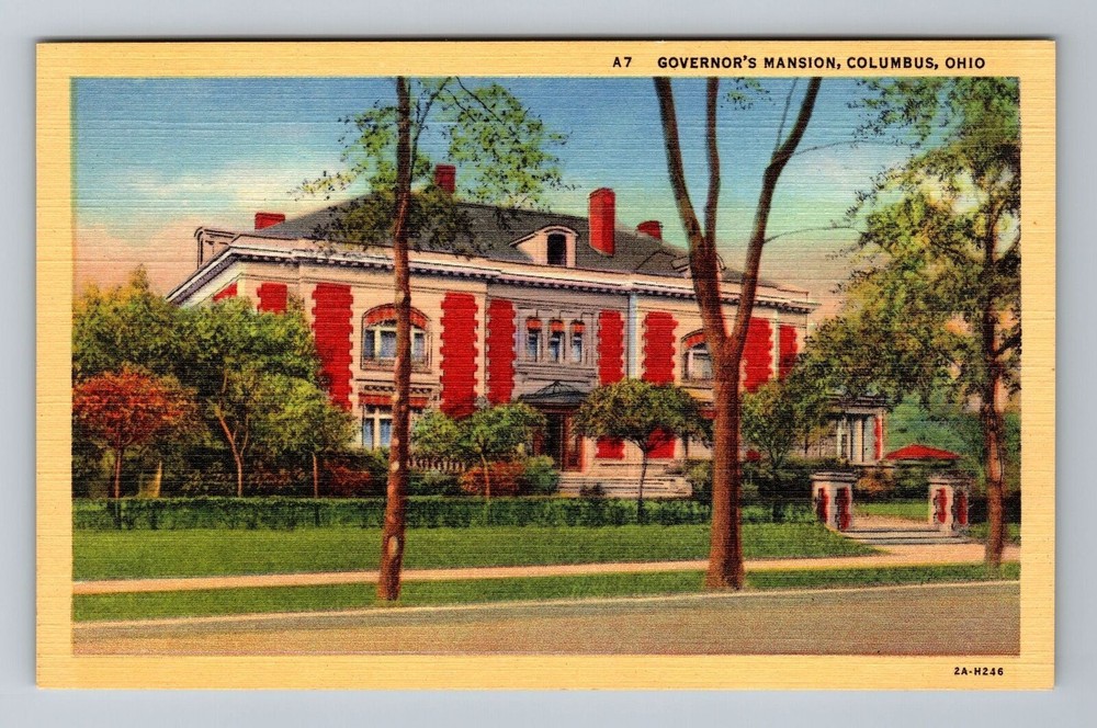 Columbus OH-Ohio, Governor's Mansion, Antique Vintage Souvenir Postcard