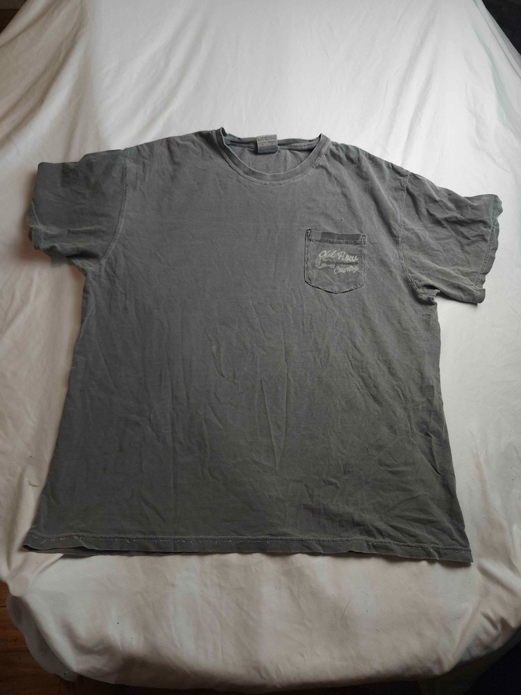 Vintage Old Row Country Shirt Mens Size XL Washed Gray Pocket Tee Short Sleeve